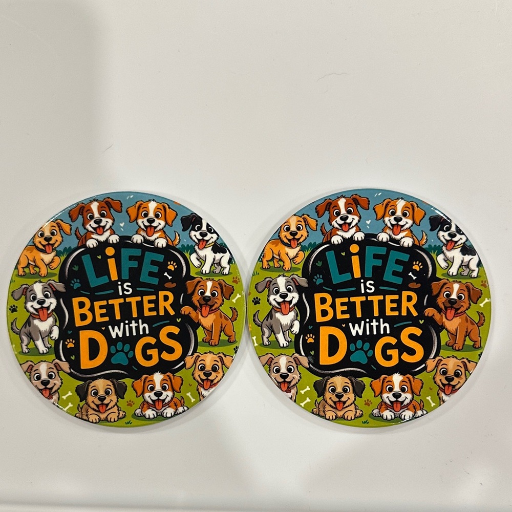 Set of 2 Ceramic Coastere